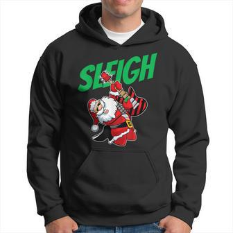 Sleigh Rock N Roll Santa Guitar Santa Rocks Men Hoodie Graphic Print Hooded Sweatshirt - Seseable