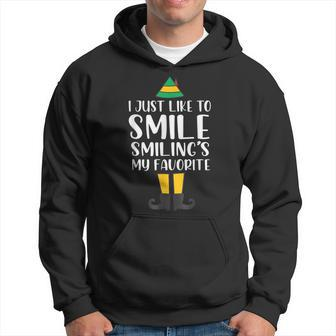 Smiling Is My Favorite Christmas Elf Buddy Men Hoodie Graphic Print Hooded Sweatshirt - Thegiftio UK