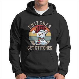 Snitches Get Stitches Elf Xmas Funny Vintage Retro Santa Hat V3 Hoodie - Monsterry