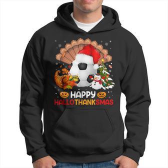 Soccer Halloween Merry Christmas Happy Hallothanksmas Men Hoodie - Thegiftio