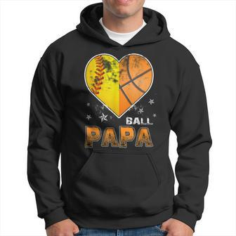 Softball Basketball Papa Grandpa Cool Distressed Gift For Mens Hoodie | Mazezy