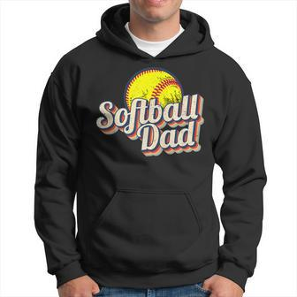 Softball Dad Funny Retro Vintage Softball Dad Hoodie - Seseable