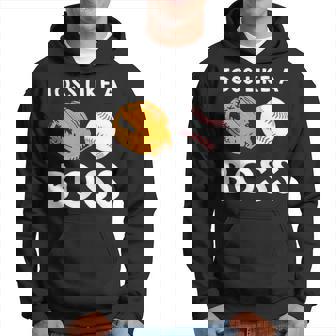 Softball Toss Like A Boss Sports Pitcher Team Ball Glove Cool Hoodie | Mazezy