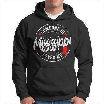 Someone In Mississippi Loves Me Distressed Vintage Design Men Hoodie Graphic Print Hooded Sweatshirt - Seseable