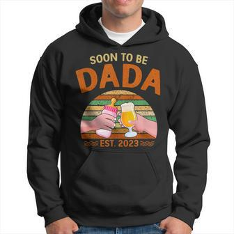 Soon To Be Dada Est 2023 Fathers Day New Dad Vintage Hoodie - Thegiftio UK