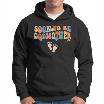 Soon To Be Godmother Pregnancy Announcement Retro Groovy Hoodie | Seseable CA
