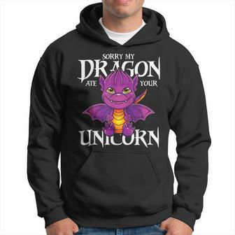 Sorry My Dragon Ate Your Unicorn Dragon Men Hoodie Graphic Print Hooded Sweatshirt - Seseable