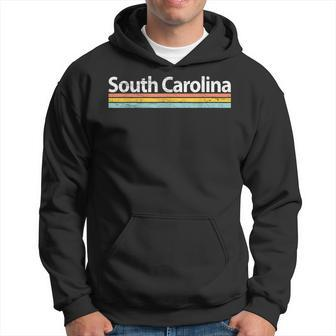 South Carolina - Vintage Worn Design - Retro Stripes Men Hoodie Graphic Print Hooded Sweatshirt - Thegiftio UK