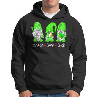 St Patricks Day Gnome Peace Love Luck Heart Shamrock Funny Hoodie - Thegiftio