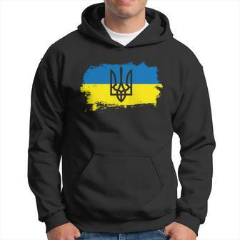 Stand With Ukraine Painted Distressed Ukrainian Flag Symbol Hoodie - Monsterry AU