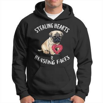 Stealing Hearts Blasting Farts Pug Valentines Day Hoodie - Seseable