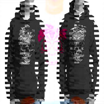 Sugar Skull Breast Cancer Awareness Pink Ribbon Calavera Men Hoodie - Thegiftio