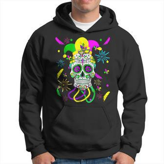 Sugar Skull Jester Hat Funny Mardi Gras Carnival Mexican Hoodie - Seseable