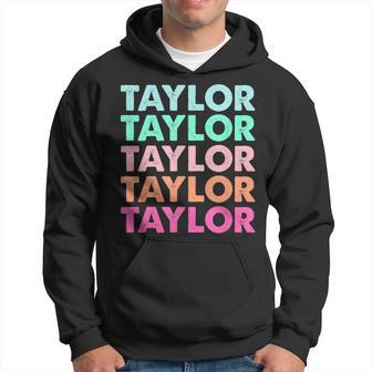 Swiftie Merch Funny Modern Repeated Text First Name Taylor Hoodie | Mazezy UK