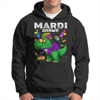 T Rex Dinosaur Mardi Gras Bead Costume Mardi Grawr Hoodie - Seseable
