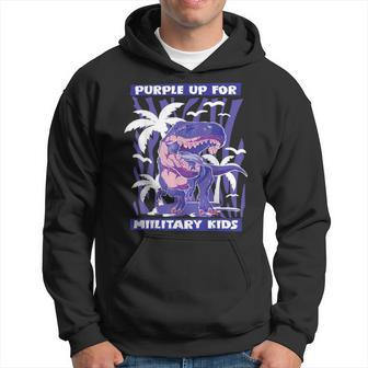 T Rex Purple Up For Military Kids Purple Month Military Children Hoodie | Mazezy DE