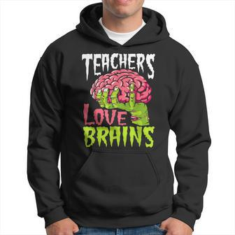 Teachers Love Brains Zombie Teacher Halloween Zombies Men Hoodie - Thegiftio UK