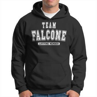 Team Falcone Lifetime Member Family Last Name Men Hoodie Graphic Print Hooded Sweatshirt - Seseable