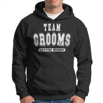 Team Grooms Lifetime Member Family Last Name Men Hoodie Graphic Print Hooded Sweatshirt - Seseable