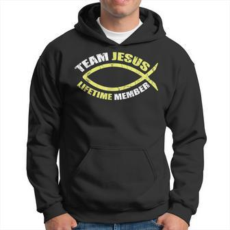 Team Jesus Lifetime Club Member Christian And Believer Men Hoodie Graphic Print Hooded Sweatshirt - Seseable