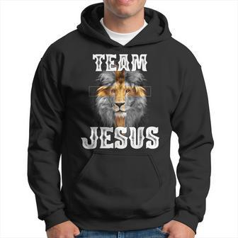 Team Jesus Lion Judah Jesus Cross Lovers Christian Faith Hoodie - Seseable