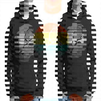 Tennis Player Gifts Retro Sunset Tennis Racquet & Ball Coach Hoodie | Mazezy