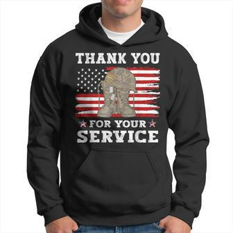 Thank You For Your Service Veteran Us Flag Hoodie - Seseable