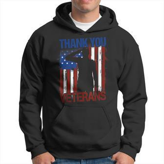 Thank You Veterans Service Patriot Veteran Day American Flag V3 Men Hoodie Graphic Print Hooded Sweatshirt - Thegiftio UK