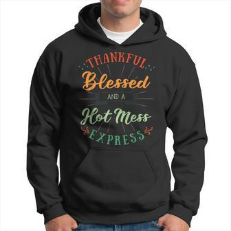 Thankful And Blessed Thanksgiving Holiday Feast Harvest Gift Men Hoodie Graphic Print Hooded Sweatshirt - Thegiftio UK