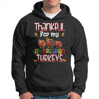 Thankful For My Kindergarten Turkey Teacher Thanksgiving Day Men Hoodie Graphic Print Hooded Sweatshirt - Seseable