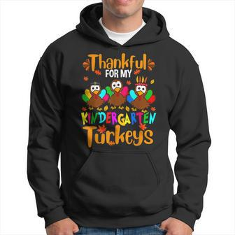 Thankful For My Kindergarten Turkeys Thanksgiving Teacher Men Hoodie Graphic Print Hooded Sweatshirt - Thegiftio UK