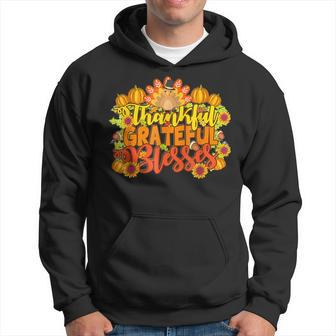 Thankful Grateful Blesses Turkey Happy Thanksgiving Groovy Men Hoodie Graphic Print Hooded Sweatshirt - Thegiftio UK