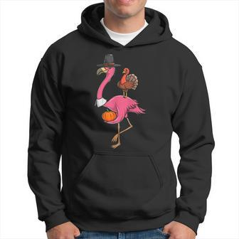 Thanksgiving Turkey Funny Thanksgiving Pilgrim Flamingo With Men Hoodie Graphic Print Hooded Sweatshirt - Thegiftio UK