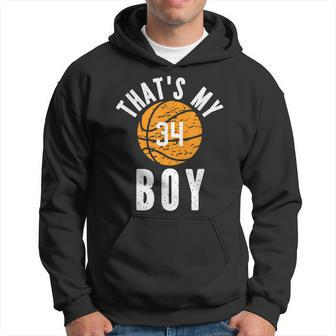 Thats My Boy Jersey Number 34 Vintage Basketball Mom Dad Hoodie - Seseable