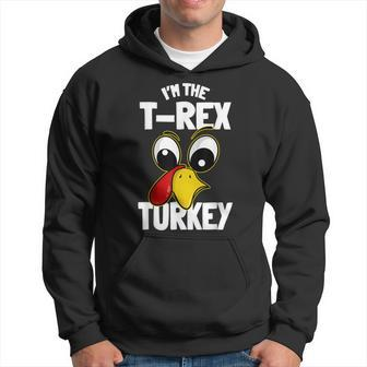 The T-Rex Turkey Family Group Matching Thanksgiving Funny Men Hoodie Graphic Print Hooded Sweatshirt - Seseable