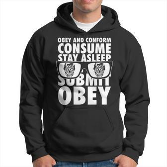 They Live Obey And Conform Consume Submit Text Stack Hoodie - Seseable