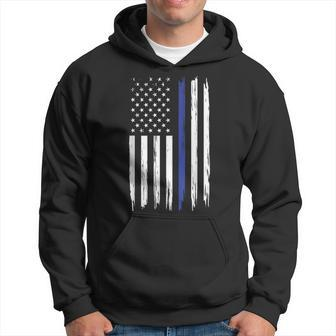 Thin Blue Line American Flag Officer Lives Guns Veteran Leo Men Hoodie Graphic Print Hooded Sweatshirt - Seseable