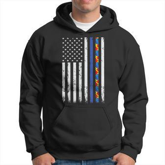 Thin Blue Line Police Support Autism 4Th July Mom Dad Flag Hoodie | Mazezy