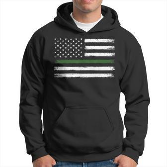 Thin Green Line Flag Military Family Vintage Patriotic Hoodie - Seseable