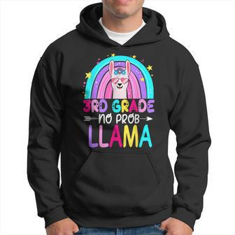 Third Team 3Rd Grade Teacher Rainbow No Prob Llama 100Th Day Men Hoodie Graphic Print Hooded Sweatshirt - Thegiftio UK