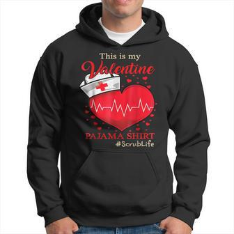 This Is My Valentine Nurse Cute Love Hearts Valentines Day Men Hoodie Graphic Print Hooded Sweatshirt - Seseable