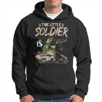 This Little Soldier Is 4 Military Birthday 4Th Camo Bday Hoodie | Mazezy