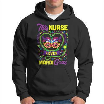 This Nurse Loves Mardi Gras Outfit Mardi Gras Tops For Women Men Hoodie Graphic Print Hooded Sweatshirt - Seseable