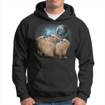 Three Capybaras And Moon Funny Capybara Humor Parody Hoodie | Mazezy