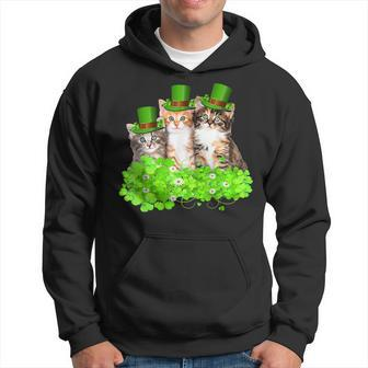 Three Cat St Patricks Day T Kitty Kitten Lover Irish Hoodie - Thegiftio UK