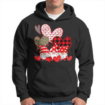 Three Gnomes Holding Hearts Valentines Day Gifts For Her Men Hoodie Graphic Print Hooded Sweatshirt - Seseable
