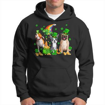 Three St Patricks Day Dogs Beagle Pug French Bulldog Lover Hoodie - Seseable