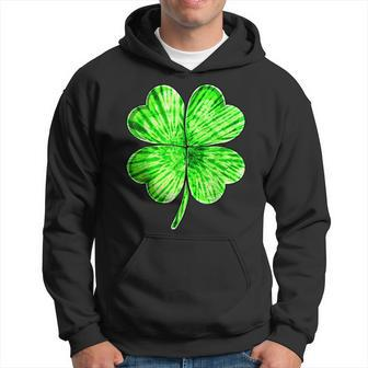 Tie Dye Shamrock Lucky Four Leaf Clover St Patricks Day Hoodie - Seseable