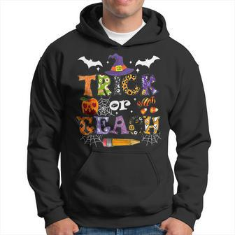 Trick Or Teach Funny Teacher Halloween Pumpkin Costume Men Hoodie Graphic Print Hooded Sweatshirt - Thegiftio UK