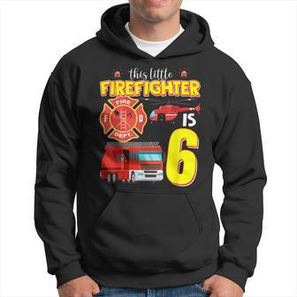 Truck Helicopter Fire Fighter Six Birthday Crew 6 Hoodie - Seseable